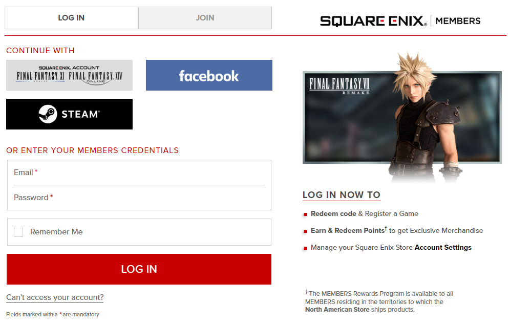 SQUARE ENIX Support Center - SQUARE ENIX Account