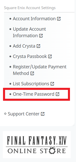 Register for a one time password square enix software token