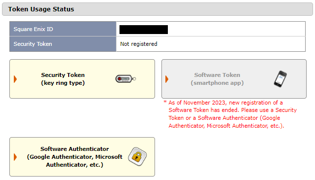 Register for a one time password square enix software token